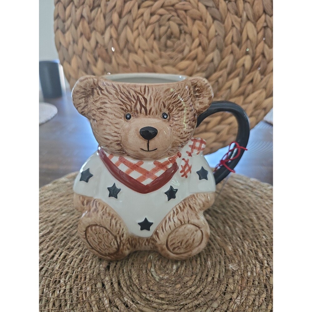 Teddy Bear Stars and Bandana Mug NWT